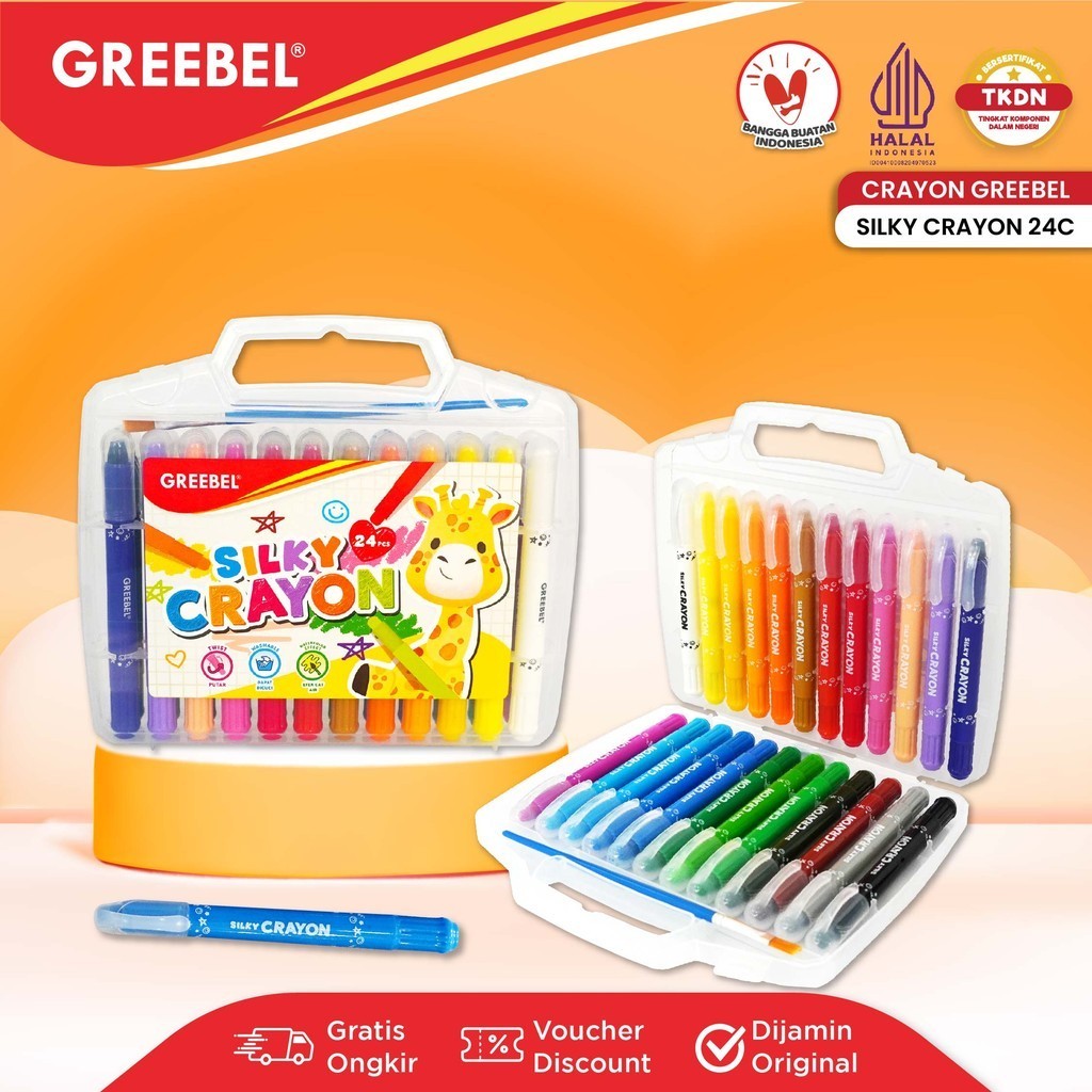 GREEBEL Silky Crayon 24 Màu / Bút chì lụa 24 Bộ màu / Bút chì màu mịn