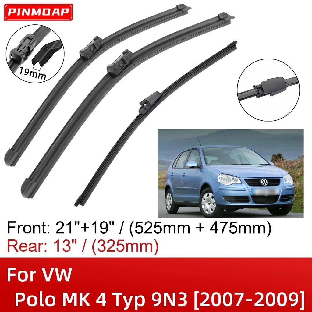 Dành Cho VW Polo MK 4 Typ 9N3 2007-2009 21 "+ 19" + 13 "Phía Trước Phía Sau Lưỡi Lau Bàn Chải Cắt Ph