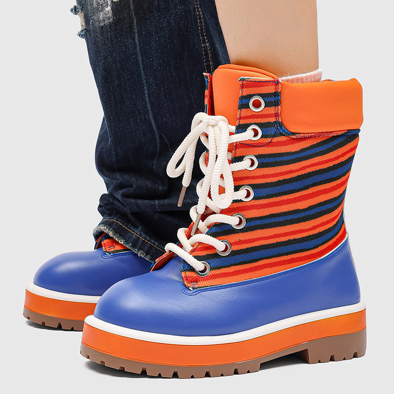 Niche Qualcomm Martin Boots Retro Đế Dày Giày Bốt Nam Martin Boots Thời Trang Ống Cao Tổng Thể Giày 