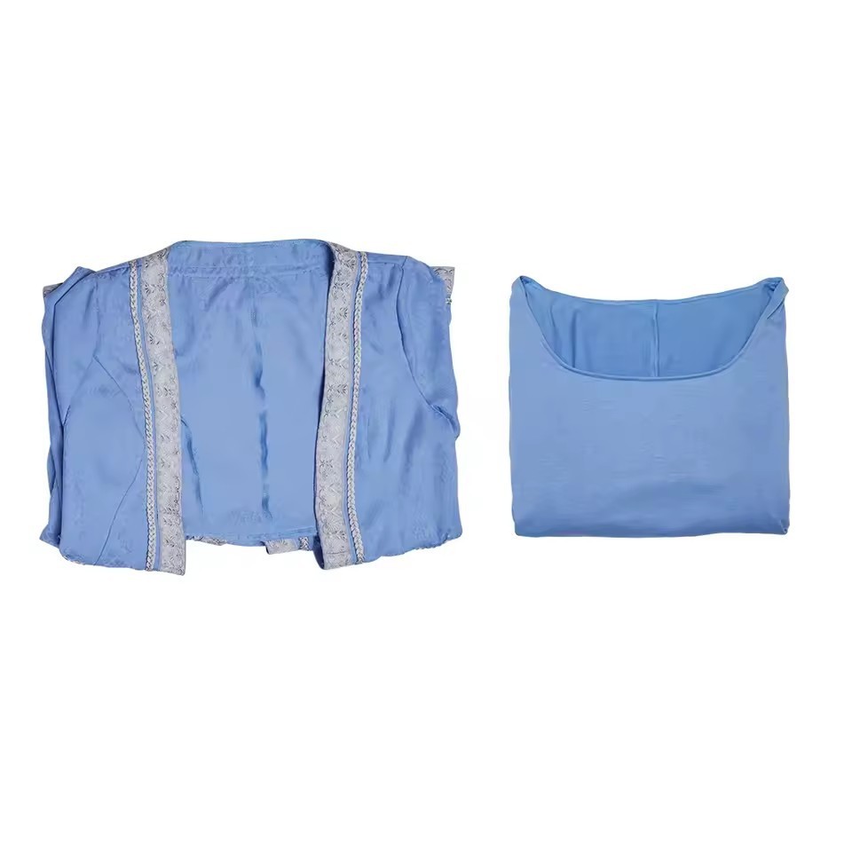 Bộ cosplay Quái vật Shrek và Công chúa Fiona, váy công chúa Fiona màu xanh dài