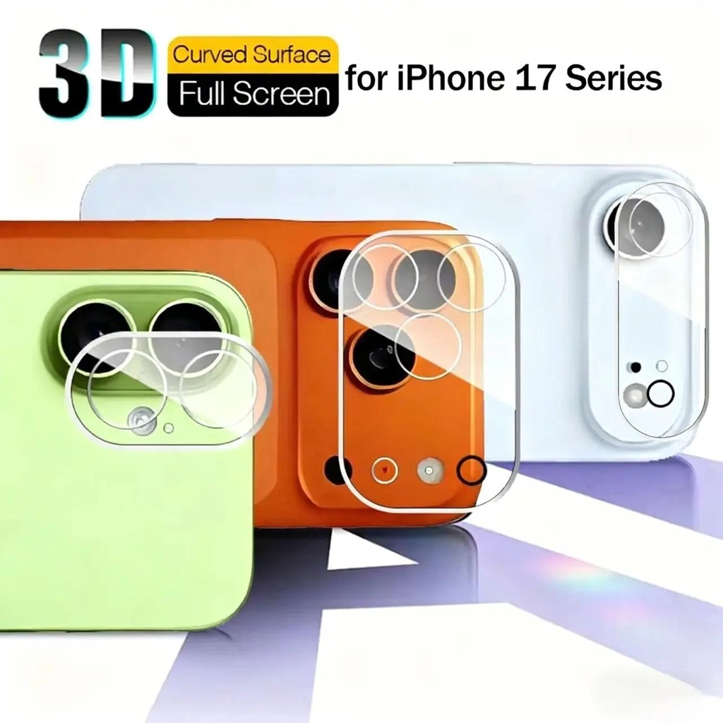 Điện Thoại Camera Phim Cho iPhone 17 Air 16 Plus 15 Pro Max 13 12 Mini 14 11 Kính Cường Lực Phù Hợp Với Điện Thoại Di Động 3D Full Cover Ống Kính Bảo Vệ Miếng Dán Trang Trí Phụ Kiện Điện Thoại Di Động