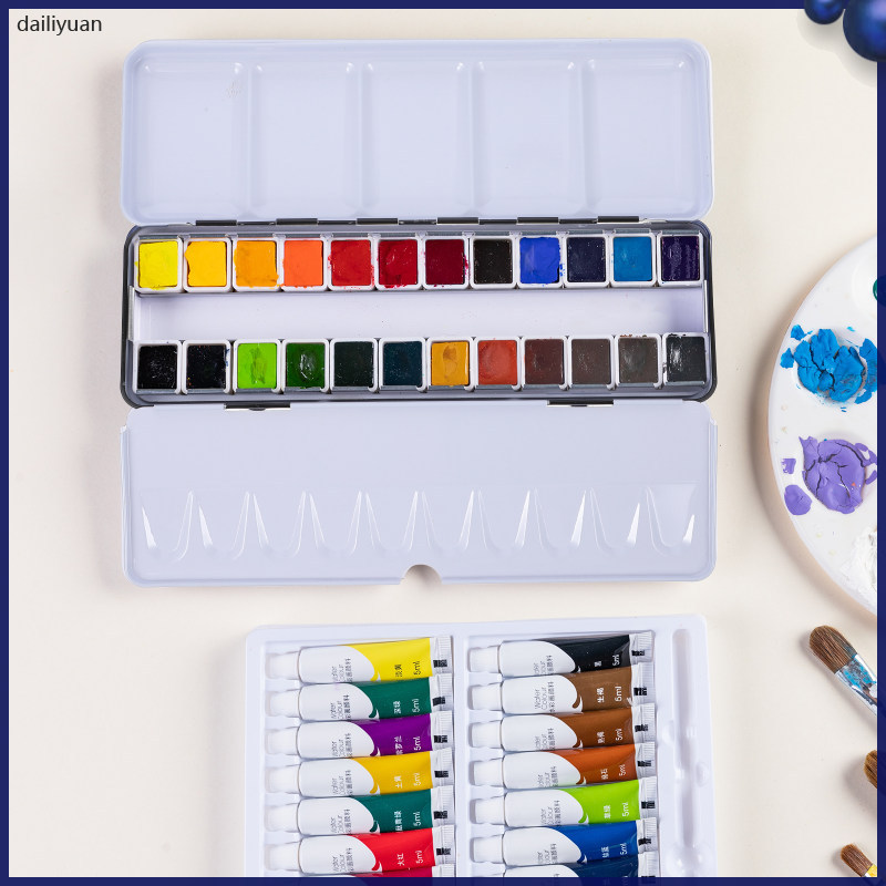 🧂 Hộp Sắt Trống Lưu Trữ Màu Nước Pigment Rắn Bọc Riêng (Hộp Sắt Đựng 24 Màu Pigment)