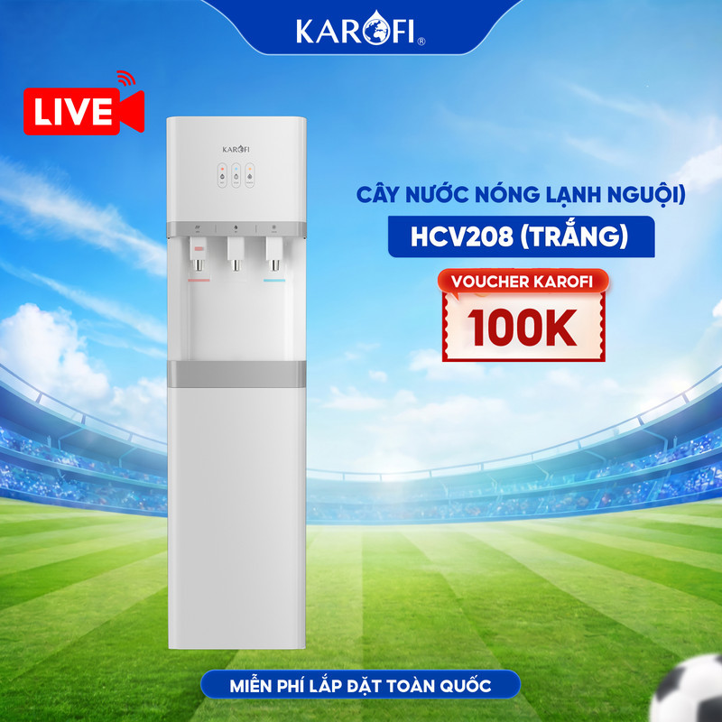 [LIVE] HCV208 Cây nước nóng lạnh nguội Karofi, Nóng nhanh, Lạnh sâu, Công nghệ Block, bảo hành 24 th