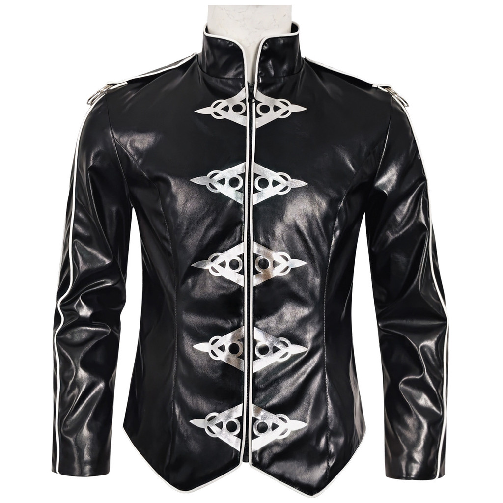 MJ Michael Jackson cosplay trang phục Michael Jackson áo khoác da đen punk kim loại nặng V8 áo khoác