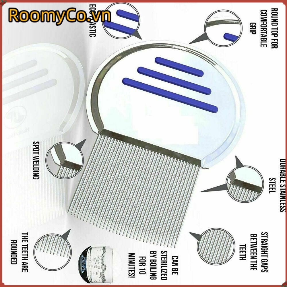 ROOMYCO Chấy Lược Nits Lược Sức Khỏe Kim Loại Lược Cọ Bọ chét Không Chấy Răng Inox