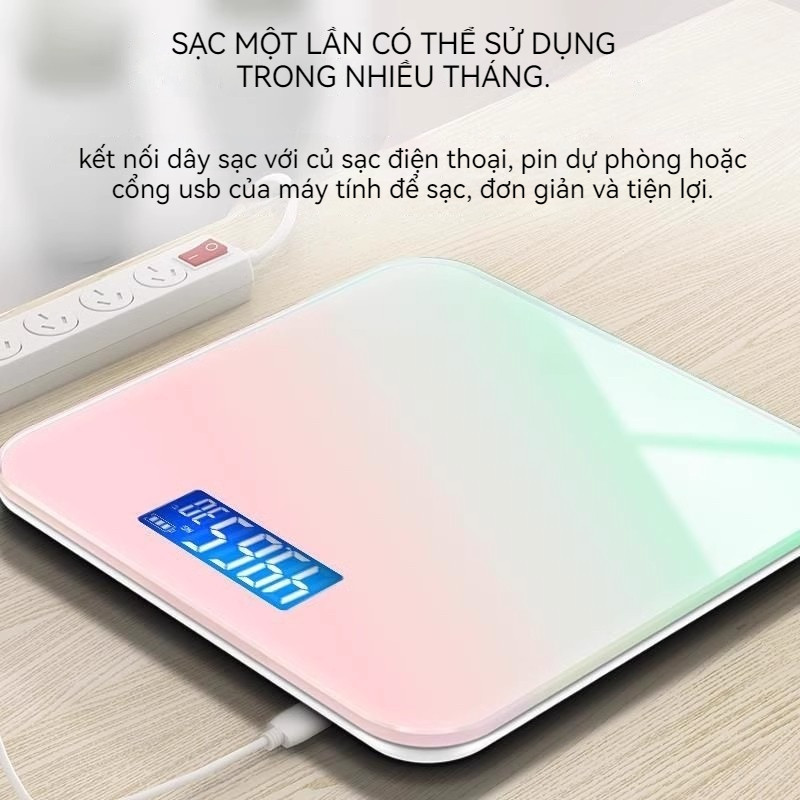 Cân điện tử chính xác dùng trong gia đình, có thể sạc lại, đo trọng lượng và mỡ cơ thể- weight scale