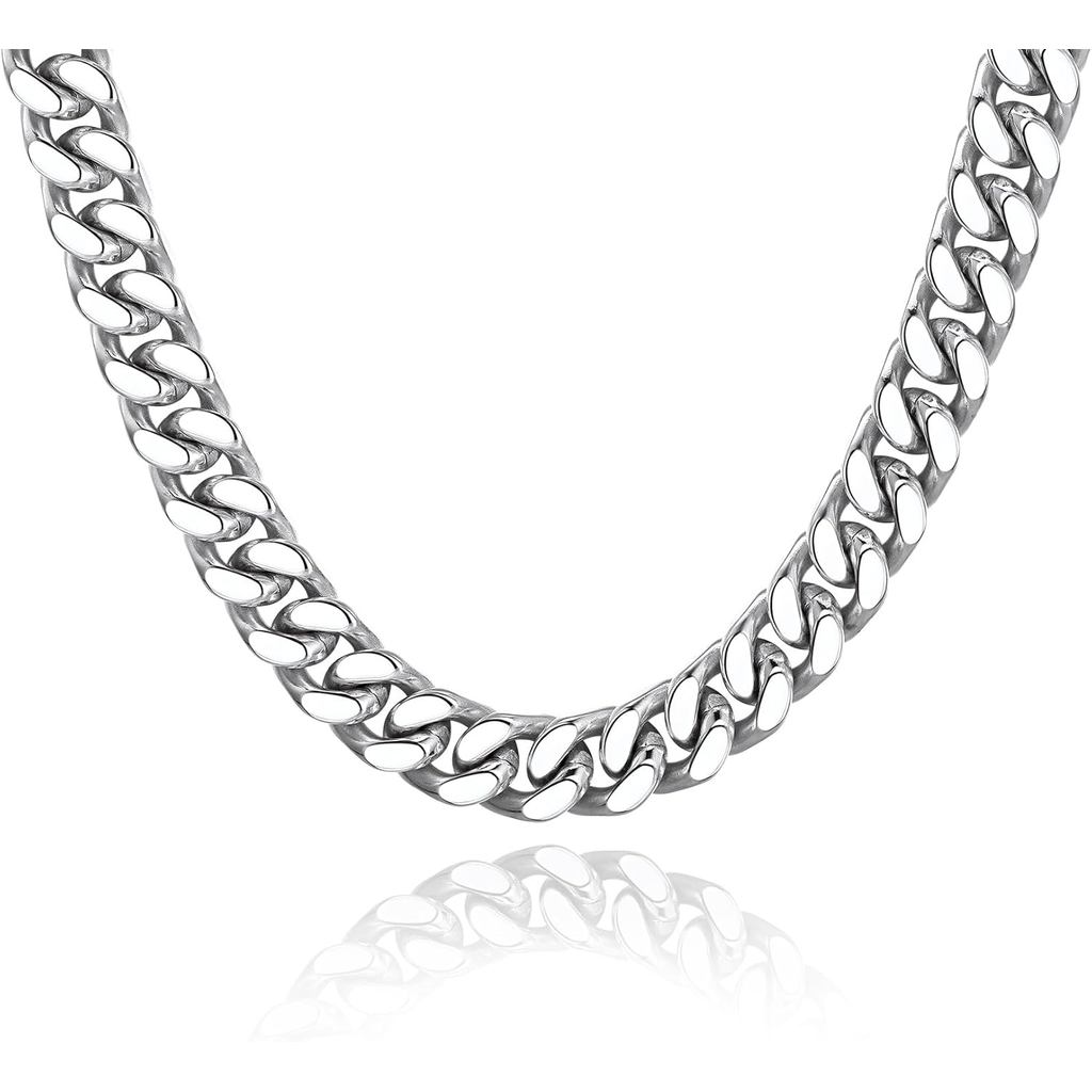 ChainsPro Chunky Cuban Link Chain Necklace for Women,Stainless Steel Silver/Gold Plated Thick Choker