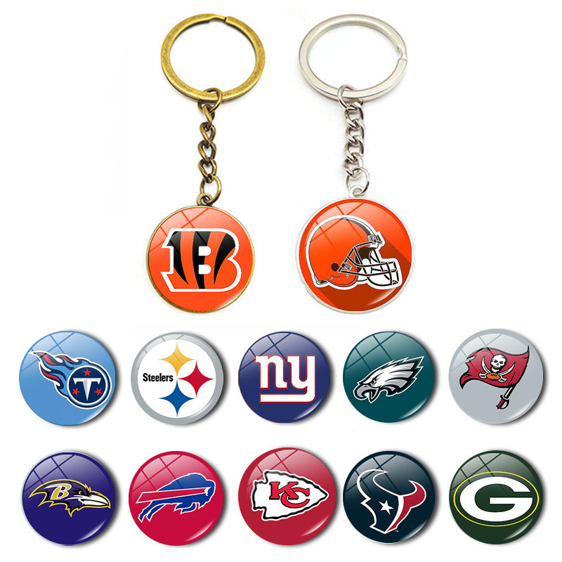 Phụ kiện NFL American Rugby Team logo Time Gem Móc khóa Túi chìa khóa ô tô