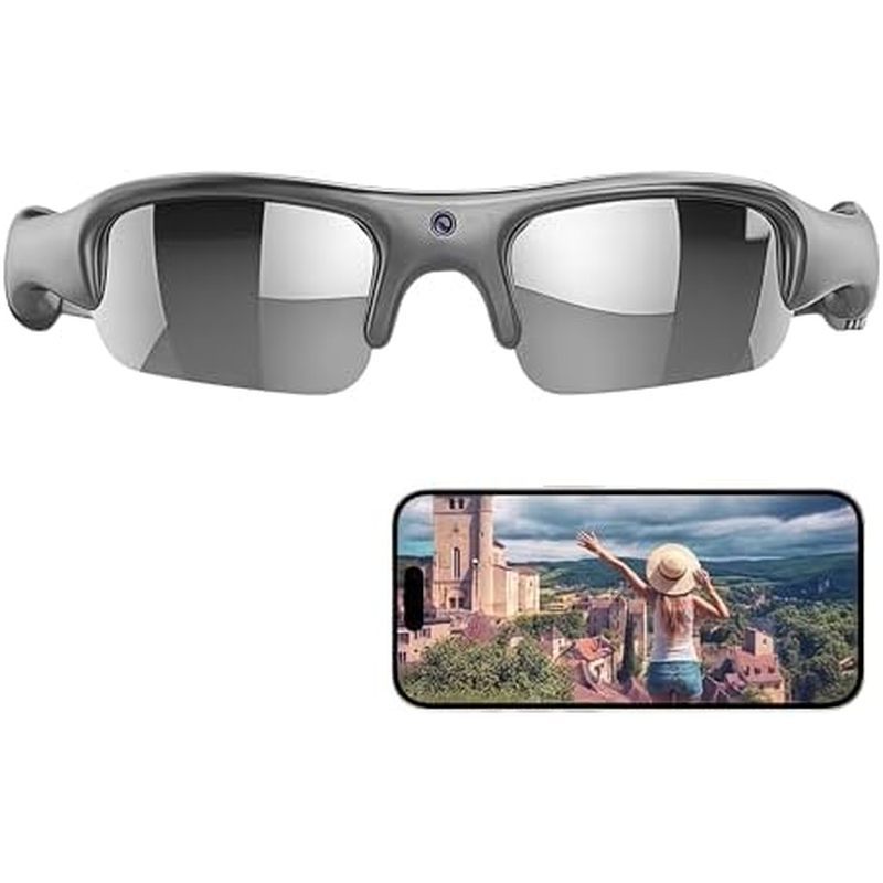 PUSOKEI Camera Glasses for Recording, 1080P HD Video with 140 Wide Angle Lens and WiFi App Control, 