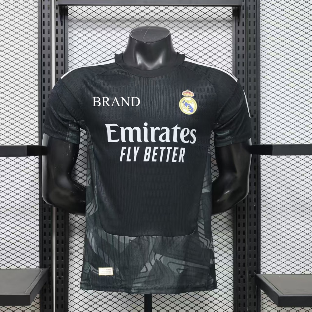 26-27 Real Madrid CF Thủ môn Jersey Player Edition - Tên & Số tùy chỉnh, Áo bóng đá nam thoáng khí S