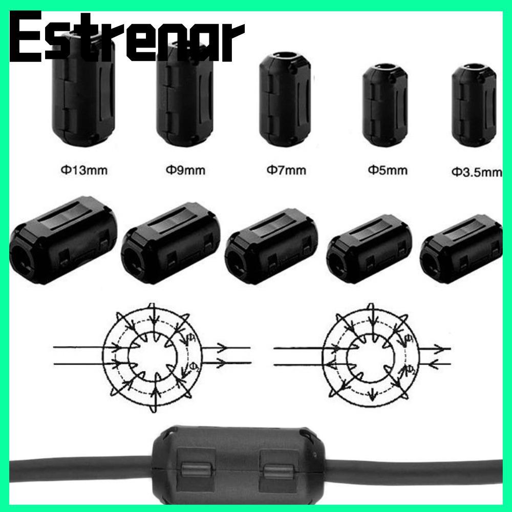 ESTRENAR Choke Coil EMI RFI Tiếng ồn, Chống nhiễu Loại Snap Ring Core Ferrite Bead Kẹp, Bao Đen Lọc 