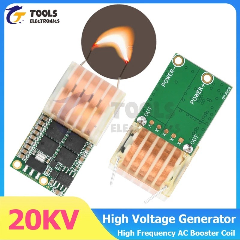 DC 9-12V đến AC 20KV Cuộn dây tăng áp AC tần số cao Mô-đun đánh lửa điện áp cao Máy phát điện áp cao