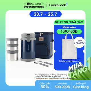 Bộ hộp cơm giữ nhiệt kèm muỗng nĩa lock&lock easy carry 2.0l lhc8039