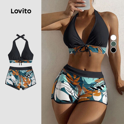 Lovito Kỳ nghỉ Bộ Bikini Gợi Cảm Cây Nơ Bộ Bikini Mùa Hè Cho Nữ LNL36108 (Trắng / Xanh / Đen)