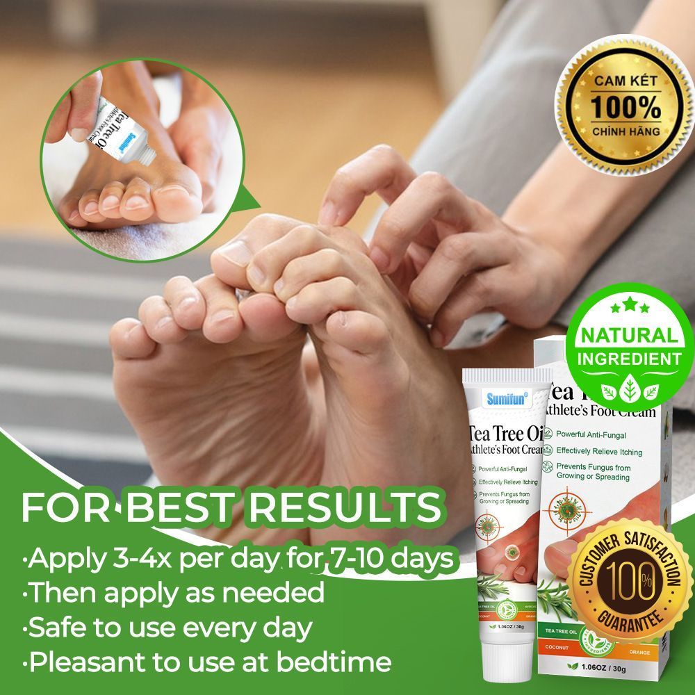 Kem Tràm Trà, Bôi Nấm Chân,Ngứa Chân, Gót Nứt Nẻ, Bong Tróc-Tea Tree Oil Athlete’s Foot Cream [CHE T