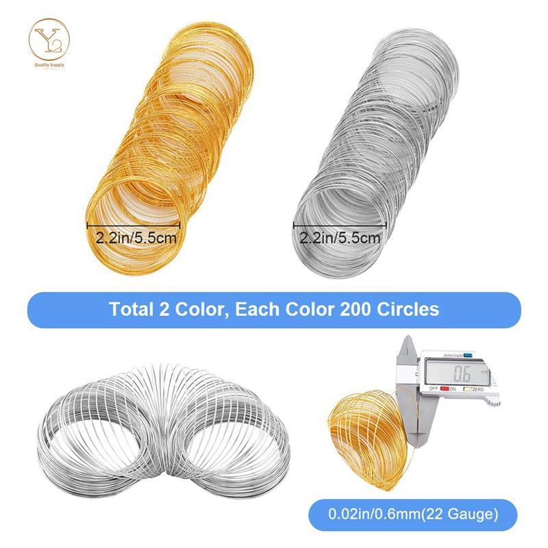400 Vòng Dây Nhớ Tay Trang Sức Số Lượng Lớn Dây Nhớ Vòng Tay Vàng Bạc Thép Đính Hạt Dây