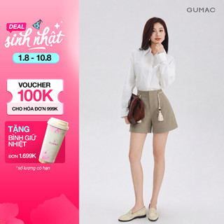 Quần Short Kaki Gmorning - GUMAC Form Suông Rộng Xếp Ly Thân Trước Túi Xéo Tiện Lợi Túi Giả Sau Tinh Tế YSHG06006