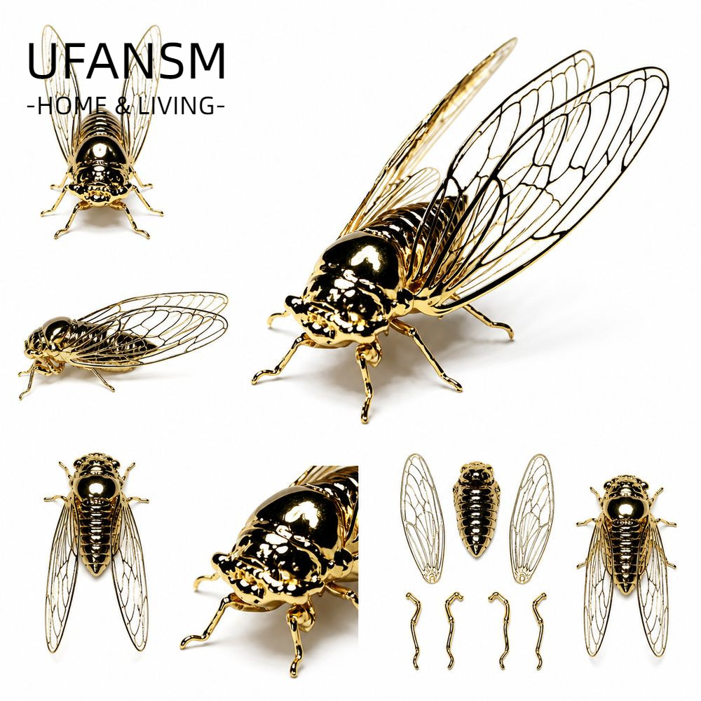 UFASM Golden Cicada Figurine, Phong cách cổ điển Chi tiết thực tế Điêu khắc Cicada, Quà tặng Cánh rỗ
