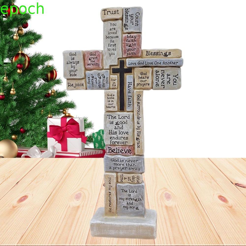 Điêu khắc cầu nguyện chữ thập EPOCH, Tượng chữ thập ngộ nghĩnh thủ công, Sáng tạo Christian Resin Cr