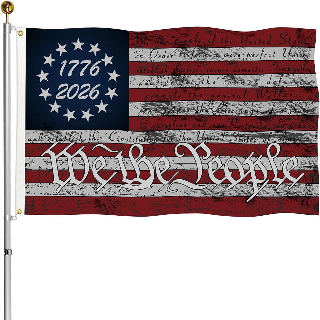 Heavy Duty 3-Ply 250 Anniversary Cờ USA 3x5 Ft Double Sided 100D Polyester, 12oz Canvas Header & Bra