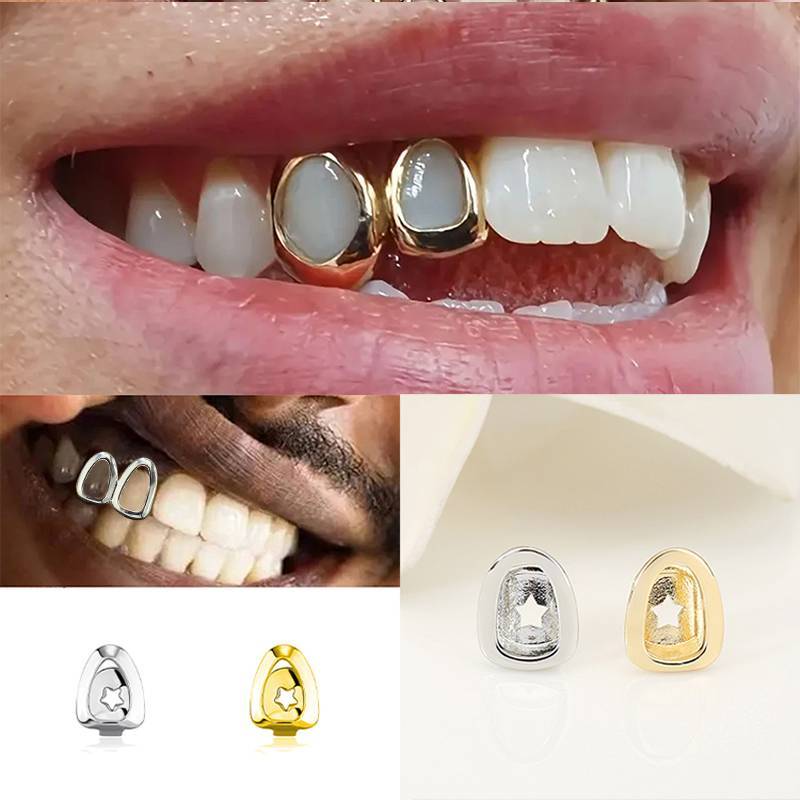 MYPANDA Hip Hop Ngôi Sao Rỗng Răng Grillz Răng Trang Trí Mũ Fangs Lưới Tản Nhiệt Dành Cho Nữ Trang S