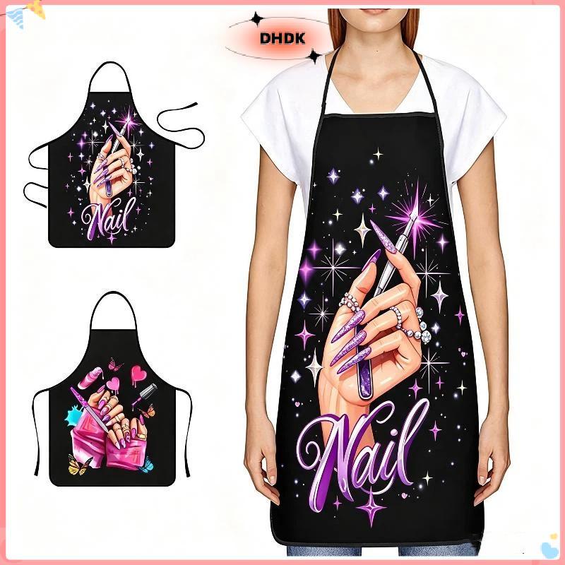 DHDK Thời Trang Nail Artist Nail Salon Tạp Dề Nam Nữ In 3D Chống Mọc OTB