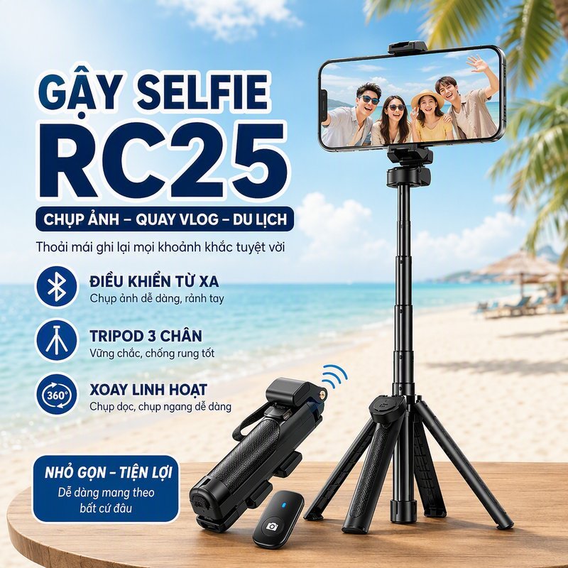 Tripod Mini Gậy Chụp Ảnh 3 Chân Cây Quay Video Điện Thoại Bluetooth Chống Rung