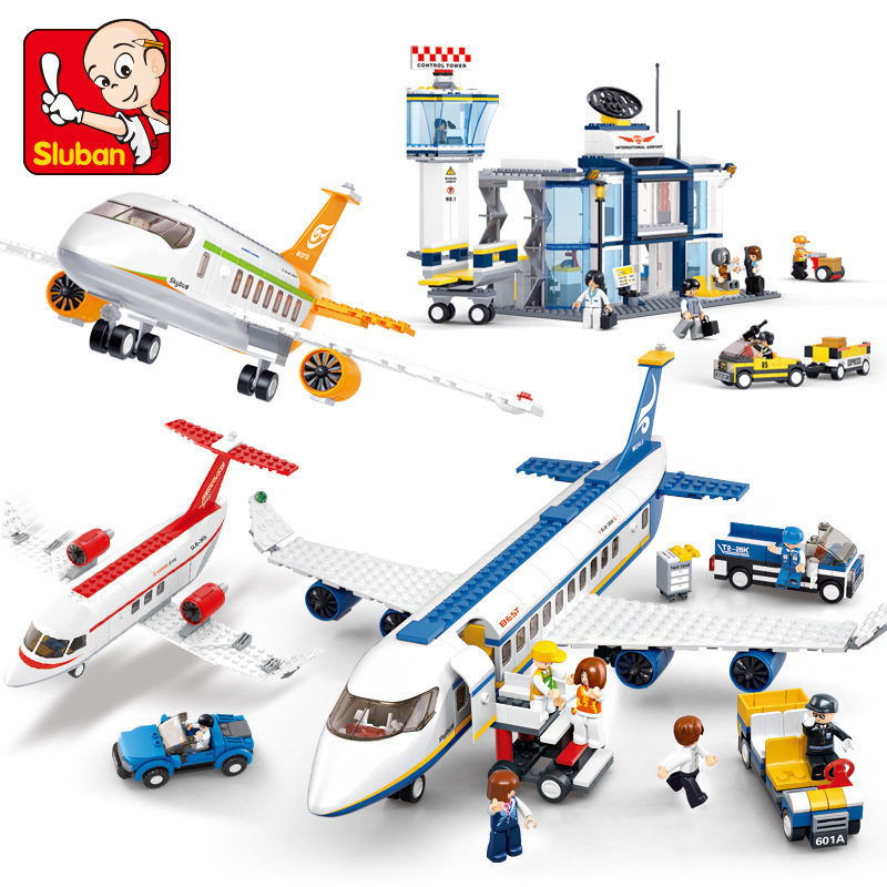 Khối xây dựng SLUBAN Airbus Airbus Airbus Airliner Mô hình sân bay quốc tế Đồ chơi lắp ráp giáo dục