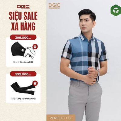 Sơ mi nam ngắn tay DGC Dáng Ôm Perfect Fit, Phong Cách Trẻ Trung, Chất Vải Mềm Nhẹ - SASNBD162M-S