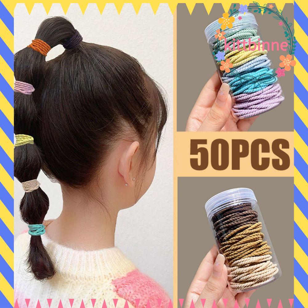 KITTBINNE 50 Dây buộc tóc, Dây buộc tóc chéo co giãn mạnh, Dây buộc tóc màu kẹo thời trang