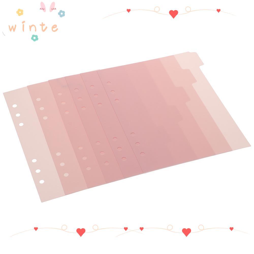 CỔ 6 CÁI Binder Divider, Nhựa 6 CÁI Index Page Tabs, Planner 6 Ring A5 Pink Binder Index Dividers Ho