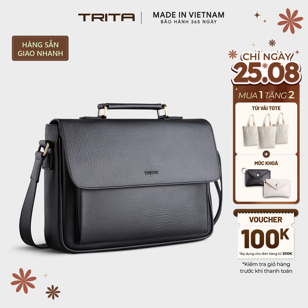 Túi Trita (Thời trang nam nắp gập phối quai trên - Túi đeo chéo da RTN8) Bagsmart