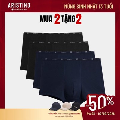 [Mua 2 Tặng 2] Bộ 04 Quần Lót Nam Boxer Insidemen Cotton thấm hút an toàn cho da giặt mau khô IBX004EDP04