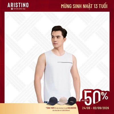 Áo Ba Lỗ Tanktop Trắng Nam Aristino thiết kế kiểu dáng thể thao thấm hút tốt ATL016AS0