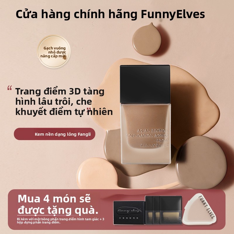 Kem nền Funny Elves cho da dầu khô lâu trôi 24h chống nước chống mồ hôi che khuyết điểm bán chạy gia