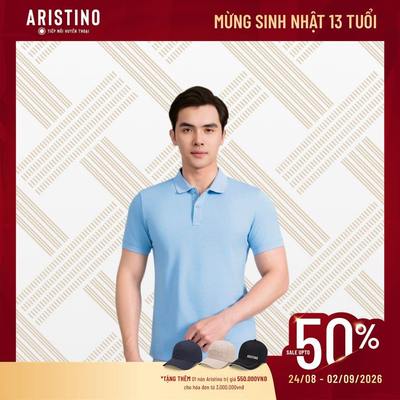 Áo Polo Nam Xanh Biển Ngắn Tay Chất Liệu Mercerized Cotton Thoáng Mát Aristino APS005AS1