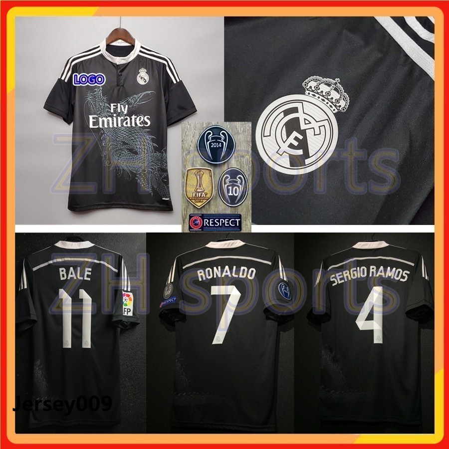 2014 / 2015 Real Madrid thứ ba Áo sân khách Retro Jersey Bóng đá 14 / 15 Áo đấu Real Madrid BELE11 R