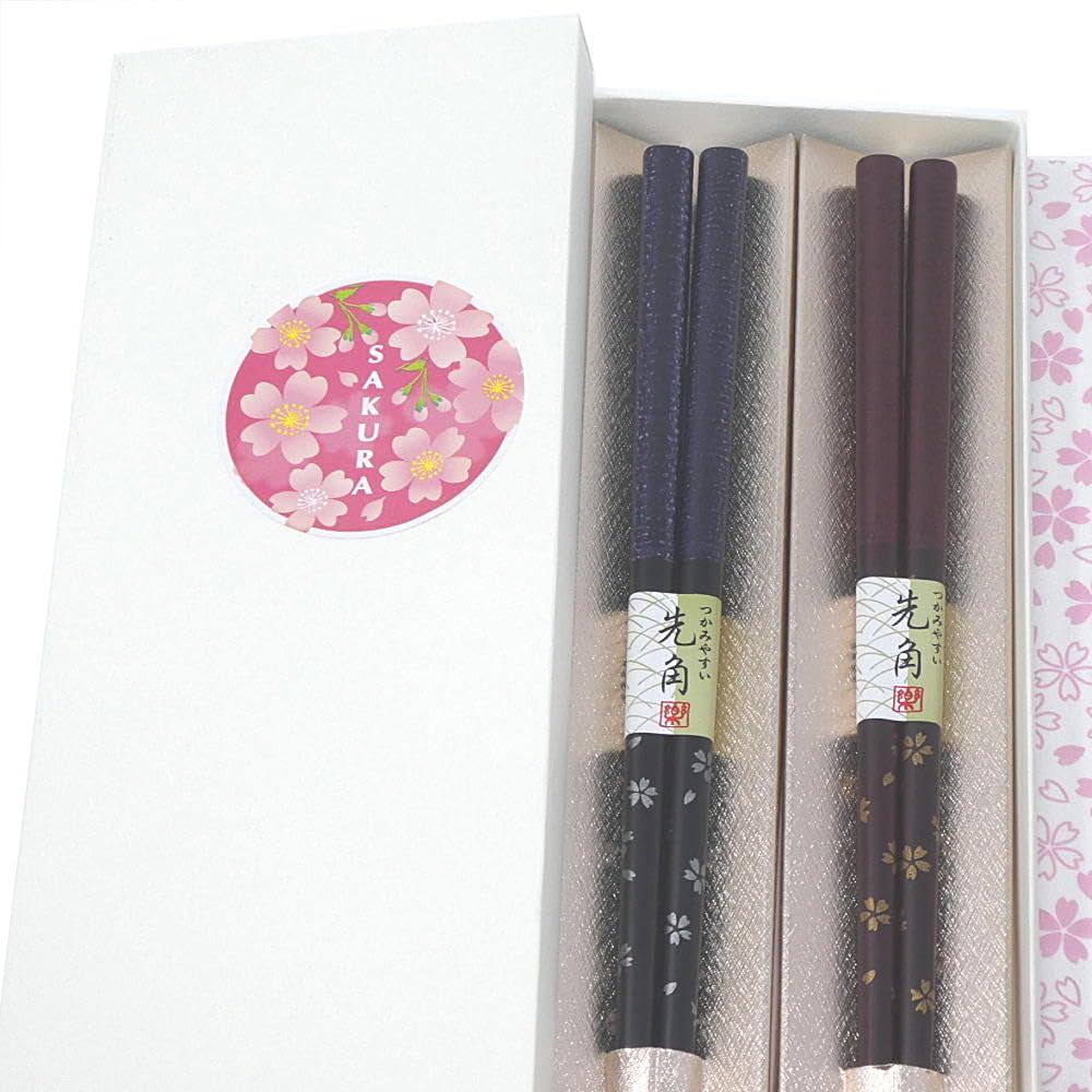 【Ready-to-gift Packaging】 Couple's Chopsticks Set (2 pairs) Sakura Bizen 23/21cm Dishwasher Safe Ant