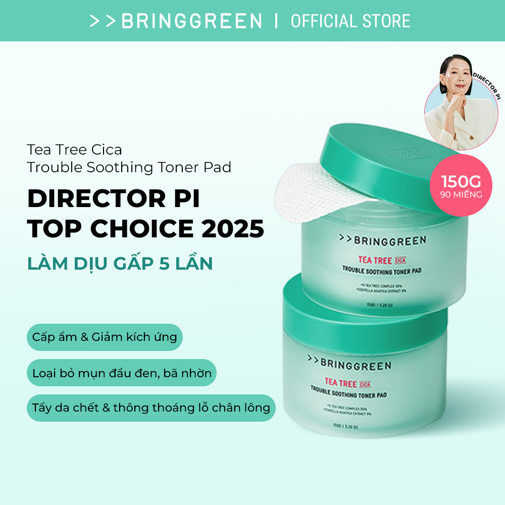 [Bring Green Chính hãng] Bông tẩm Nước hoa hồng Tràm Trà Bring Green Tea Tree Cica Trouble Soothing 