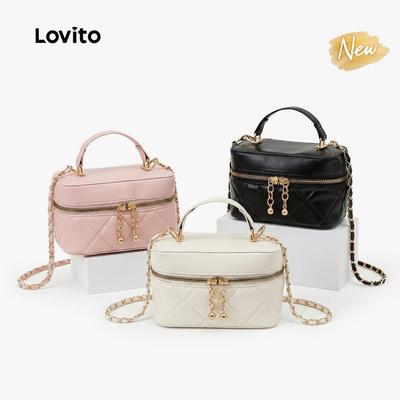 (New Arrival) Lovito Túi Đeo Vai Nhỏ Kiểu Dáng Hàn Quốc Màu Đen Có Đệm Thích Hợp Cho Nữ LFA119001