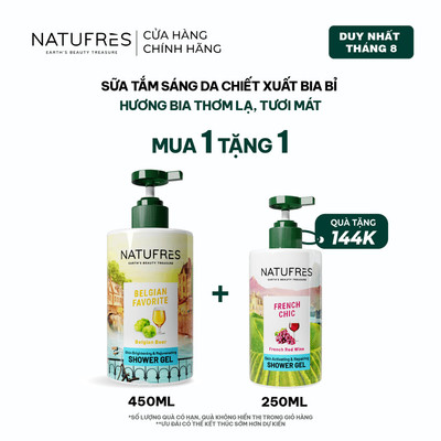 [LIVE] Sữa Tắm Dưỡng Sáng Da, Làm Mềm Mịn, Hương Bia Tươi Mát Natufres Belgian Favorite Chiết Xuất Bia Bỉ – 250ml/ 450ml