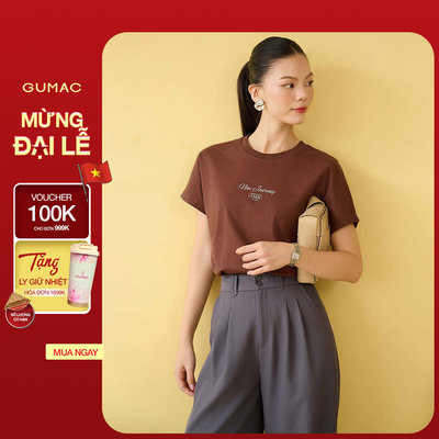 Áo thun nữ GUMAC cánh dơi form suông thoải mái thêu art  ATF09005