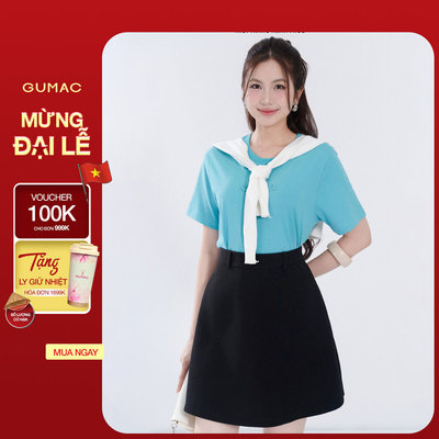 Quần váy nữ form A  GUMAC dây kéo sau có túi vải carolan xược cao cấp SHF06037