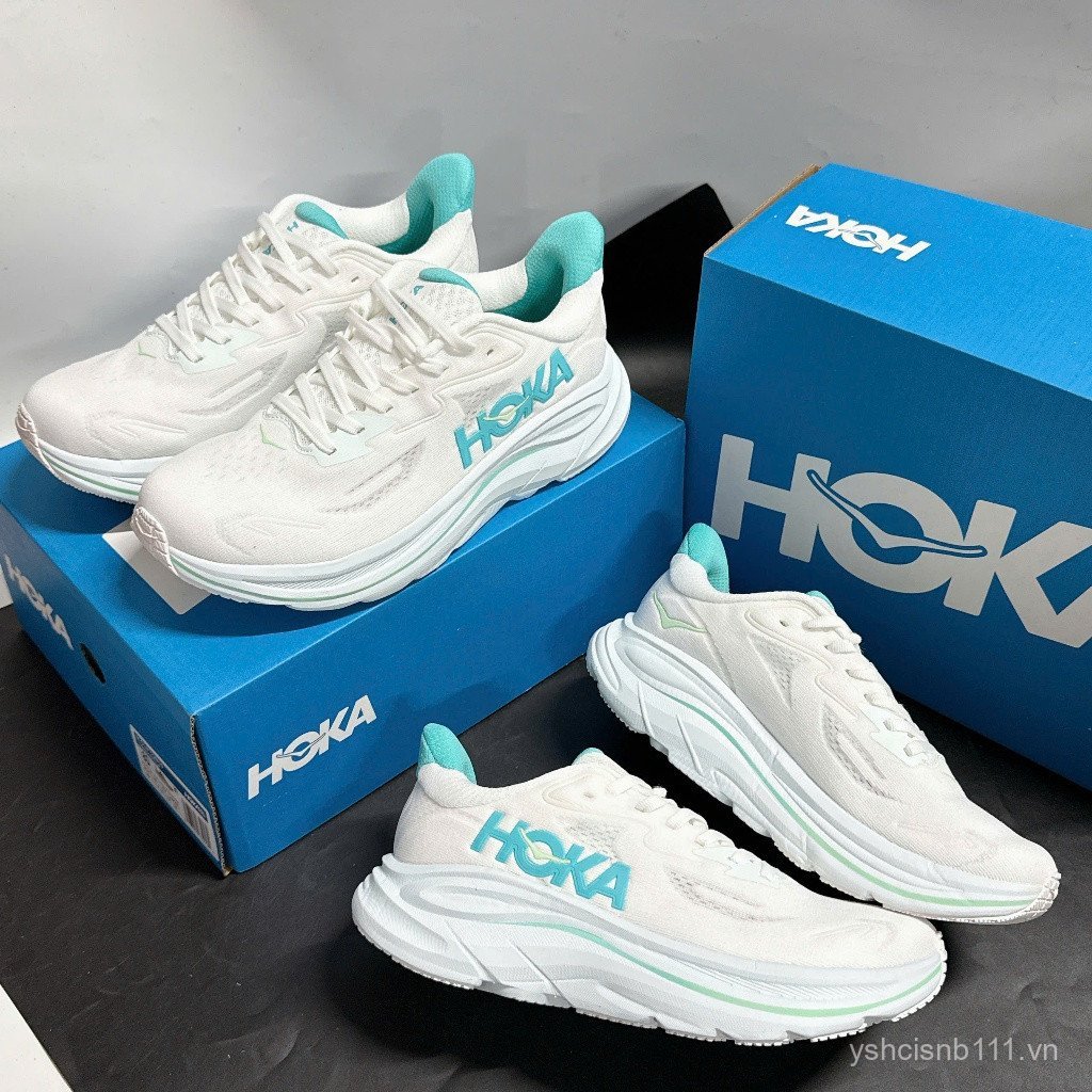 Giay Bột Hoka Clifton 10 Rộng - Trắng / Xanh Cielo FWFL
