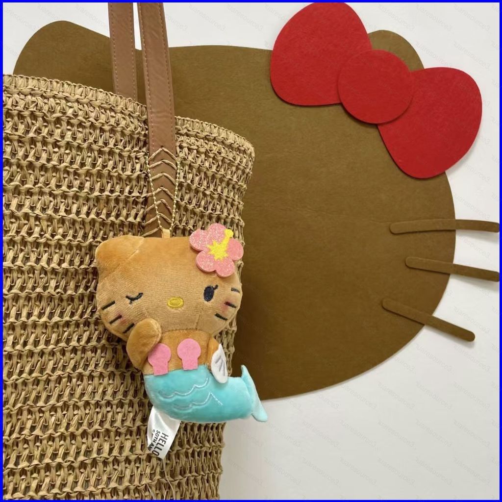 Hello Kitty Plushie Hawaii Mùa Hè Series Mặt Dây Chuyền Dễ Thương Tan Skin Kitty Móc Khóa Túi Quyến 