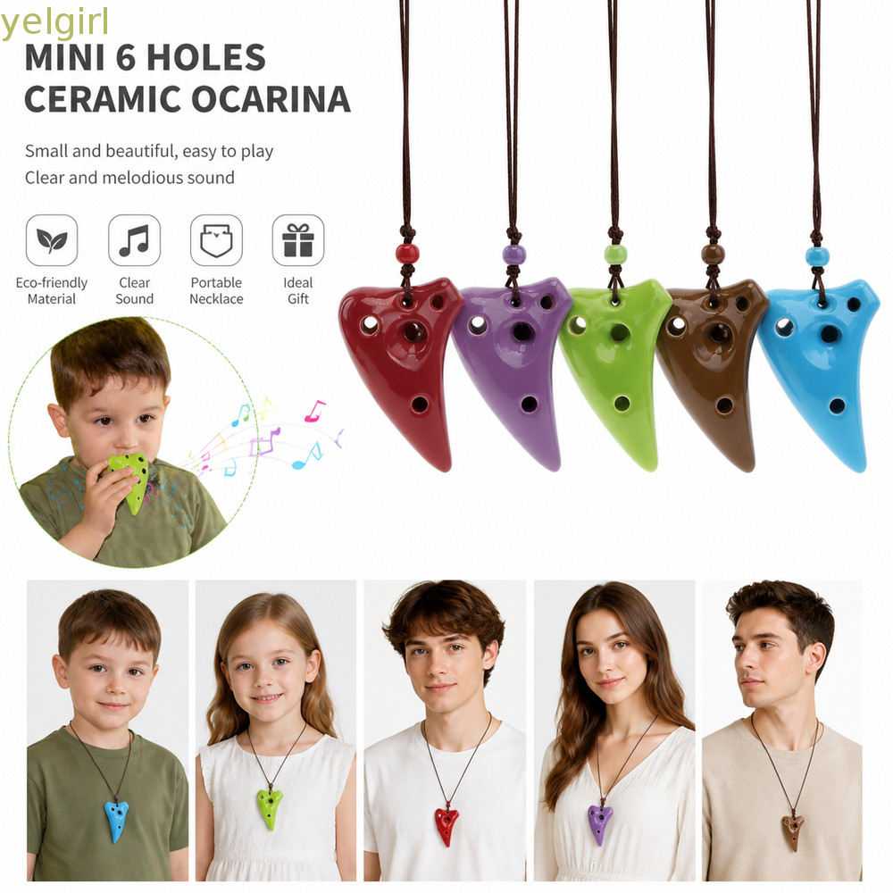 Ocarina gốm YELGIMY, Dây treo 6 lỗ Bao gồm mặt dây chuyền Ocarina, Màn trình diễn sân khấu Alto C Oc