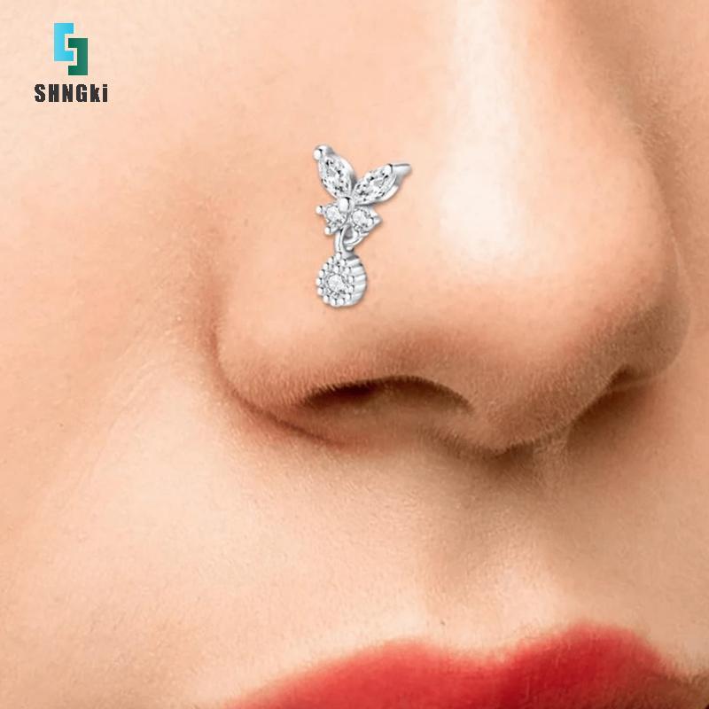 [SHNGki] G23 Titan Hình Chữ L Mũi Không G23 Mạ Bạc Trang Sức Khuyên Tối Giản Cho Nữ Mặc Hàng Ngày [M