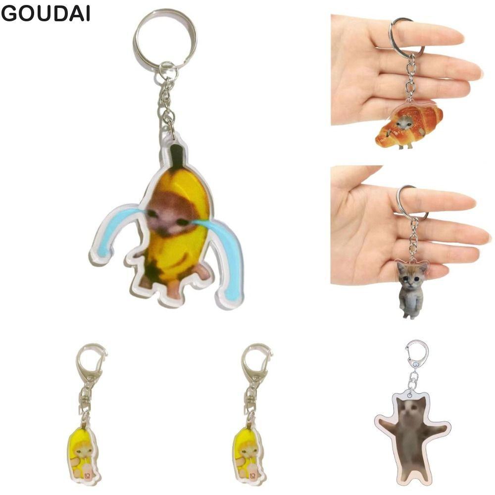 GOUDAI Happy Banana Cat Móc khóa, Móc khóa Banana Cat Banana Cat Dây chuyền điện thoại di động, Túi 