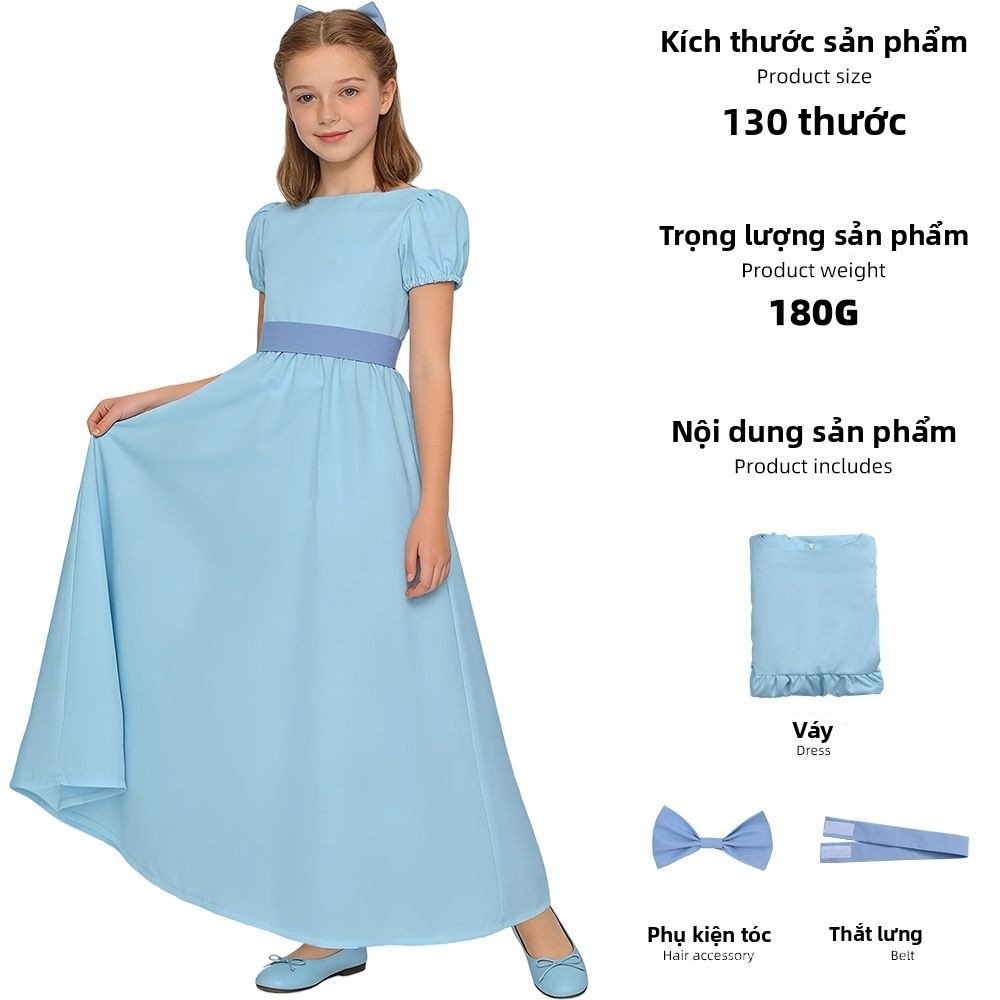 Trang phục cosplay Peter Pan Wendy công chúa váy dài sân khấu biểu diễn, bán chạy