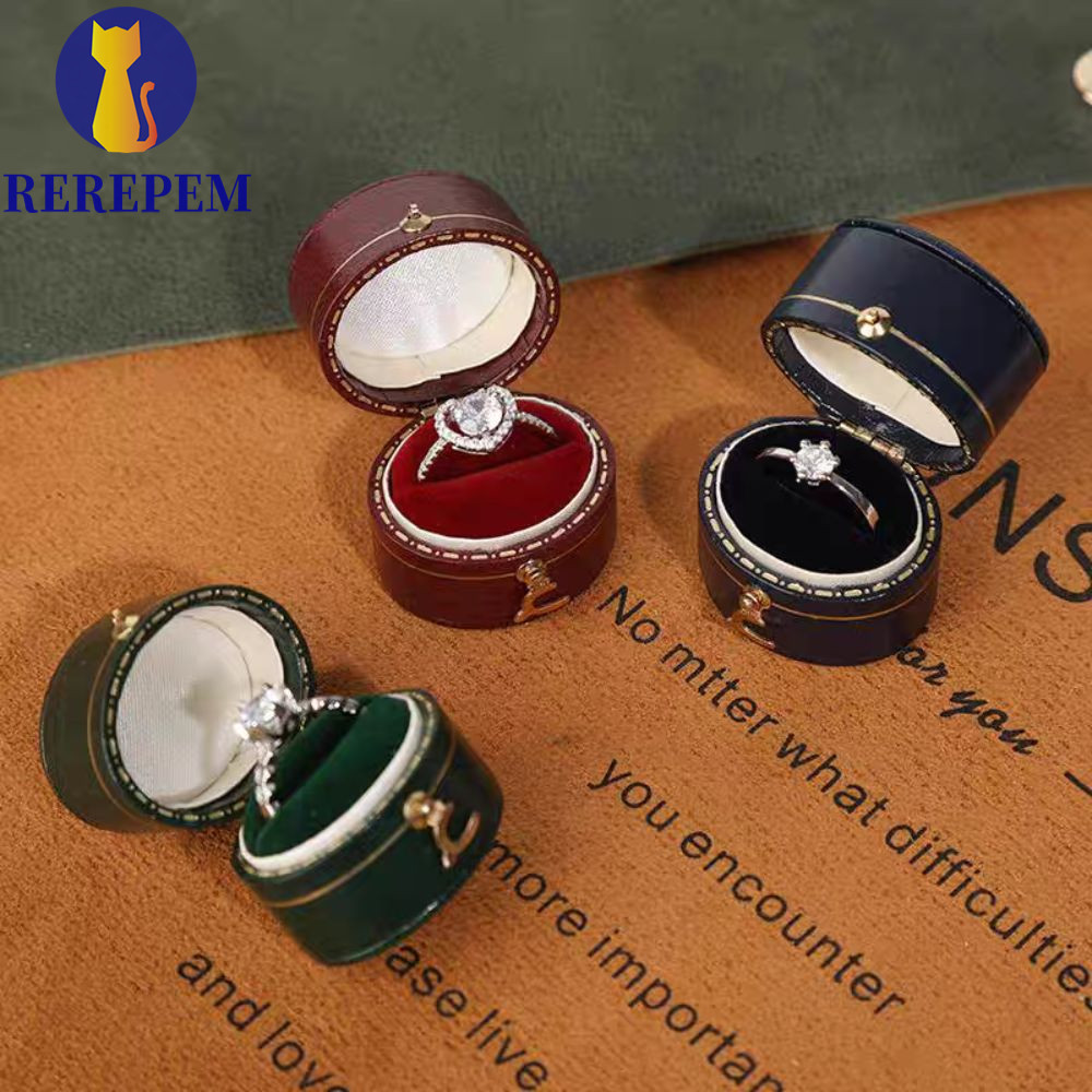 MARTIN1 Hộp đựng nhẫn nhỏ, Hộp đựng nhẫn đính hôn bằng da nhung hình trái tim, Hộp đựng nhẫn đính hô
